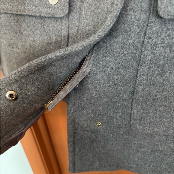 J. Crew Heather Gray Coat with Faux Fur Hood - Picture 3 of 3